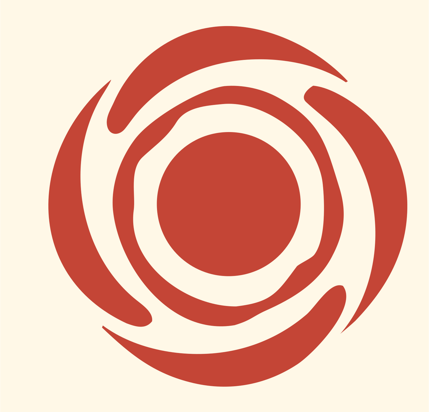 Spinning Vortex Circle Mark #fff8e7/#c44536