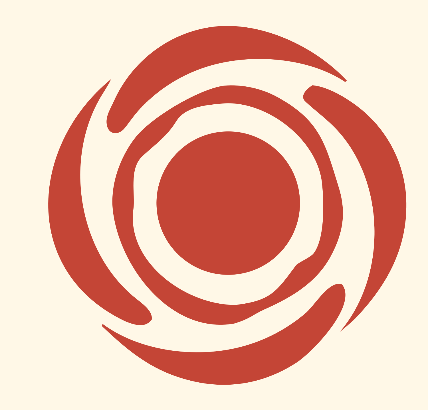 Spinning Vortex Circle Mark #fff8e7/#c44536