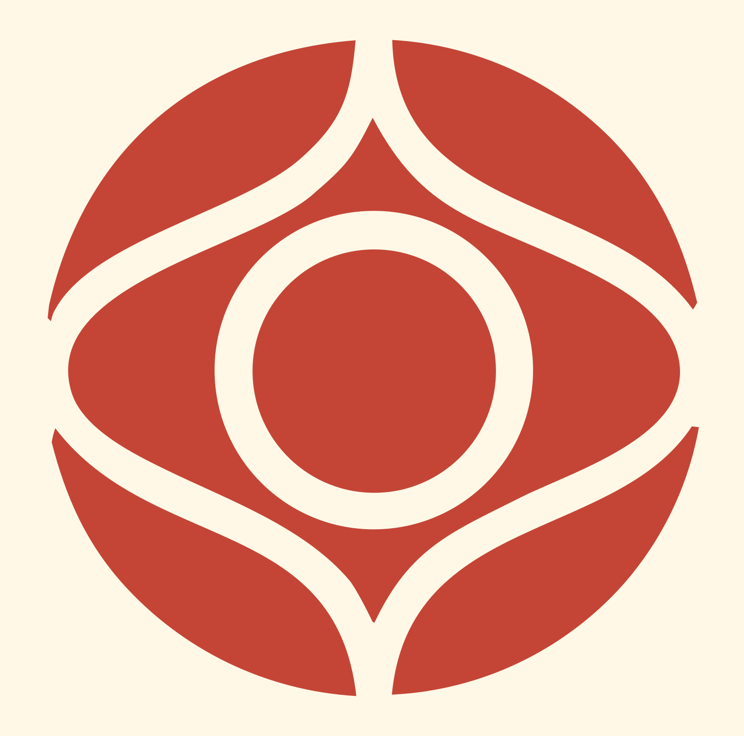 Geometric Eye Circle Badge #fff8e7/#c44536