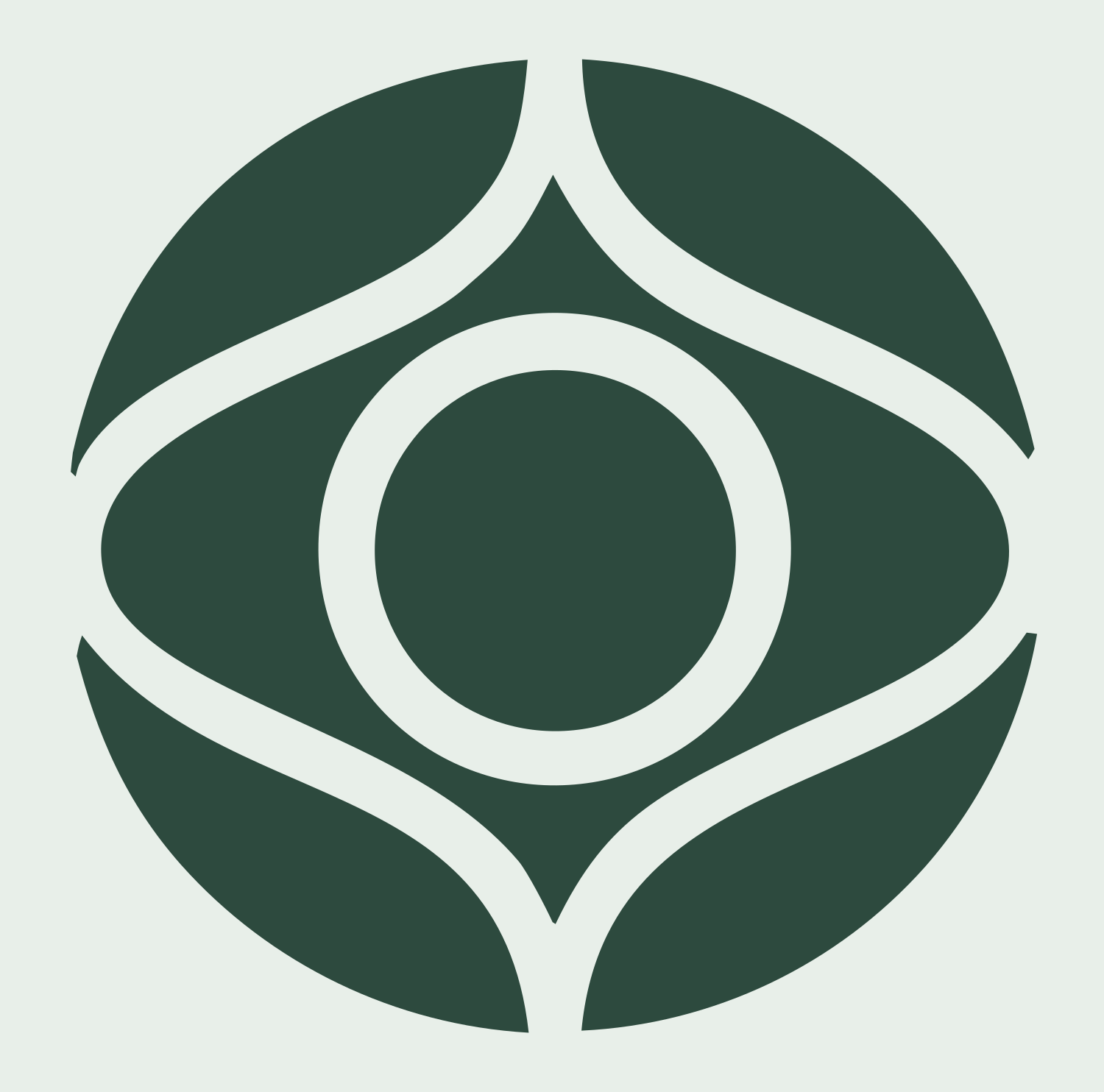 Geometric Eye Circle Badge #e8efe9/#2d4a3e