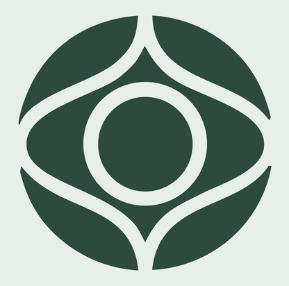 Geometric Eye Circle Badge #e8efe9/#2d4a3e