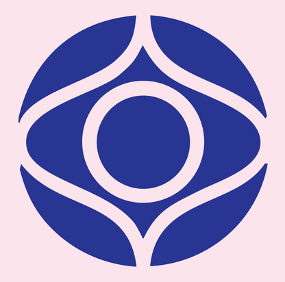 Geometric Eye Circle Badge #fce4ec/#283593