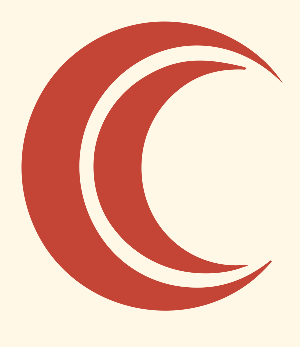 Bold Crescent Moon Mark #fff8e7/#c44536