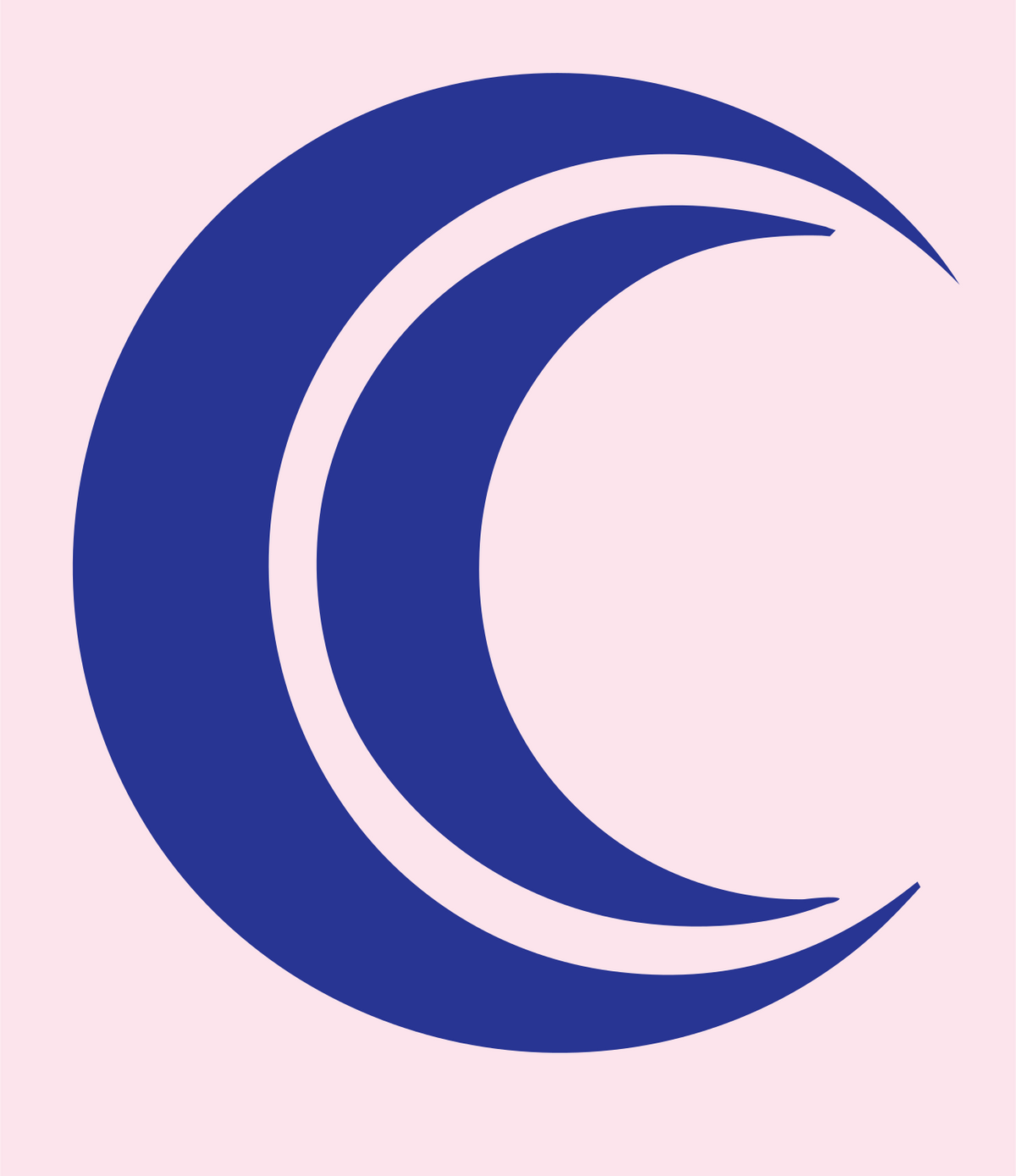 Bold Crescent Moon Mark #fce4ec/#283593