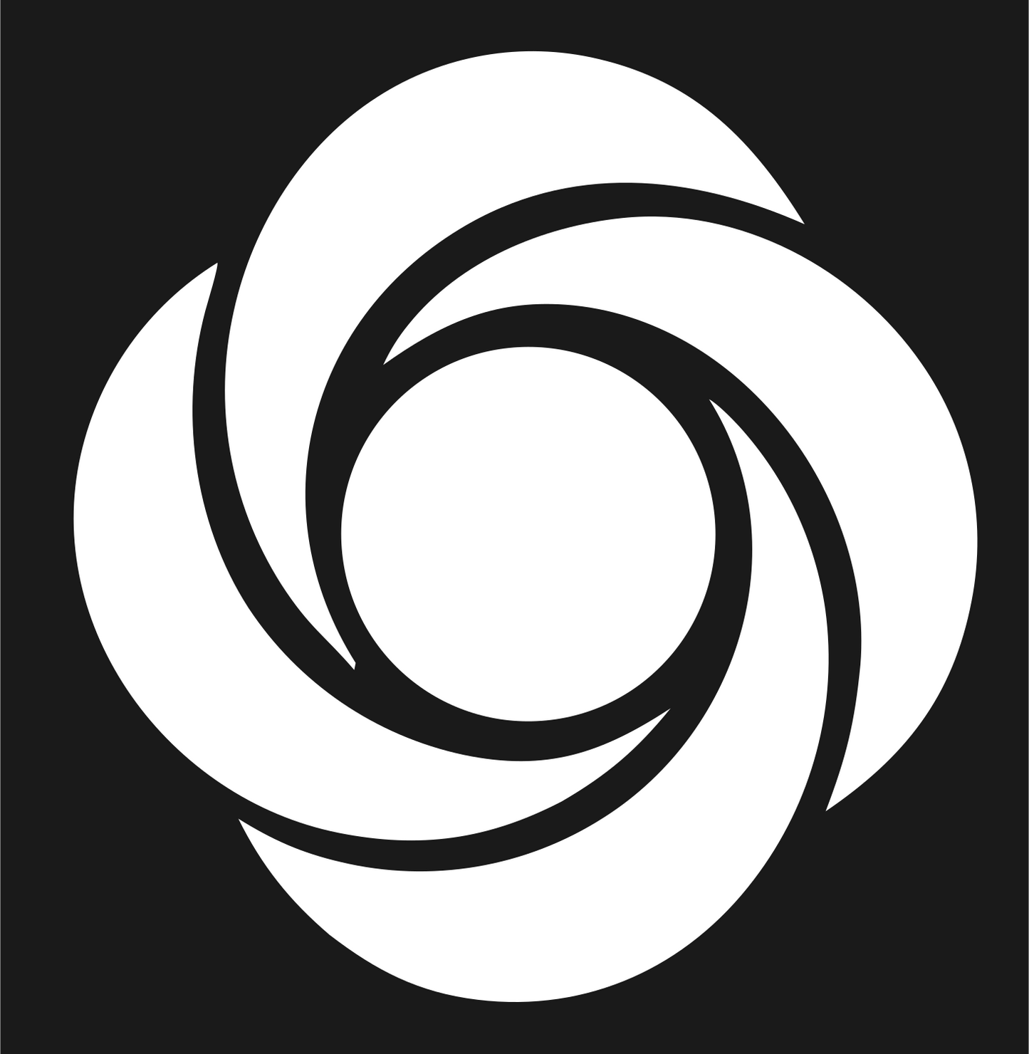 Negative Space Swirl Vortex Badge #1a1a1a/#ffffff