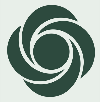 Negative Space Swirl Vortex Badge #e8efe9/#2d4a3e