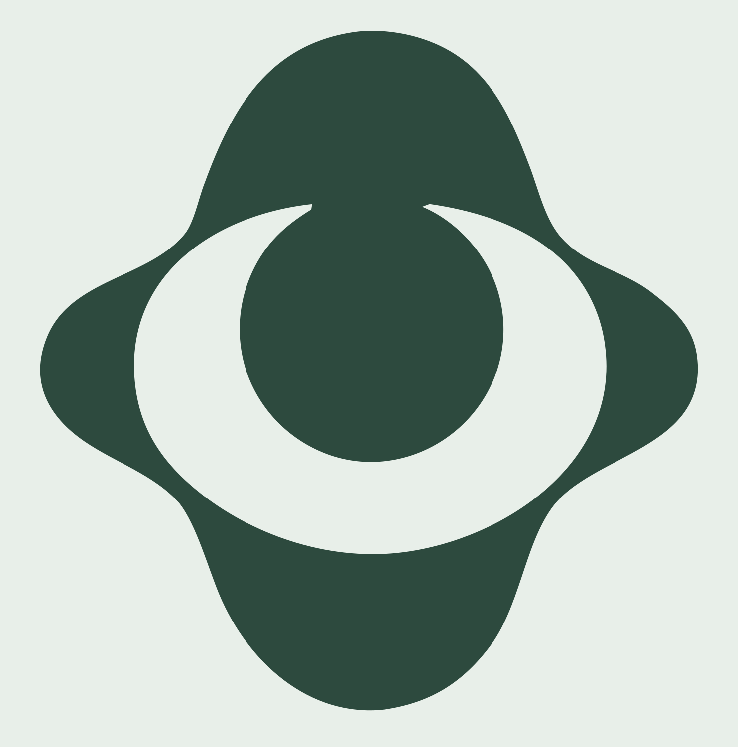 Negative Space Eye Planet Badge #e8efe9/#2d4a3e