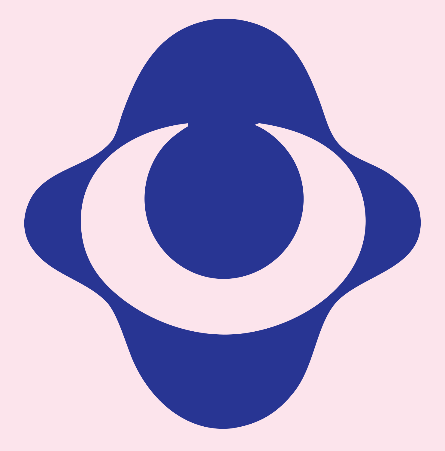 Negative Space Eye Planet Badge #fce4ec/#283593