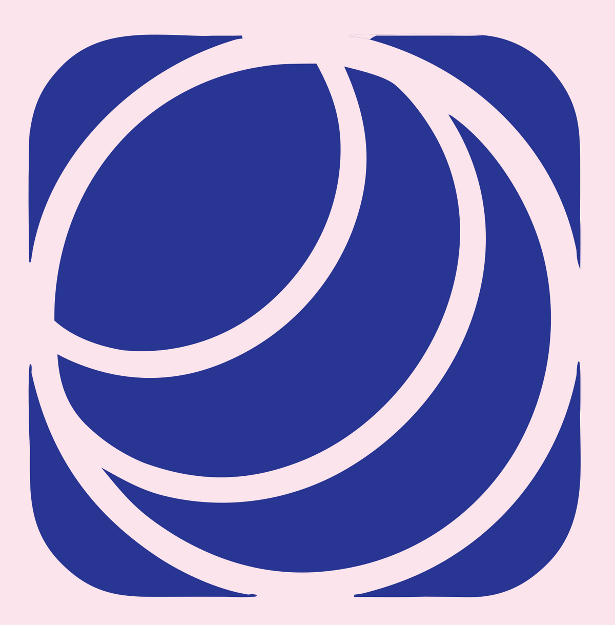 Negative Space Crescent Orbit Badge #fce4ec/#283593