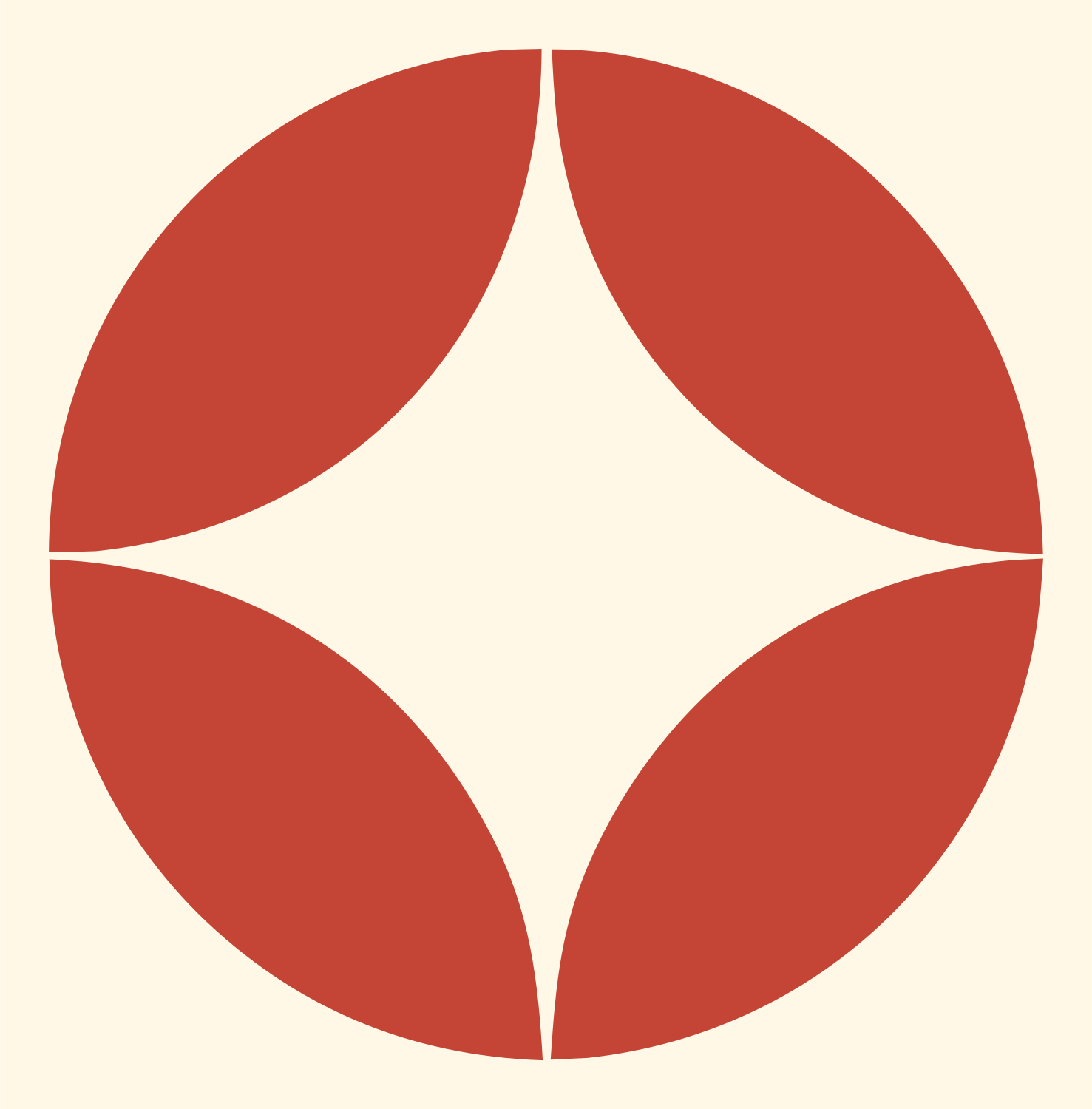 Negative Space Star Circle Badge #fff8e7/#c44536
