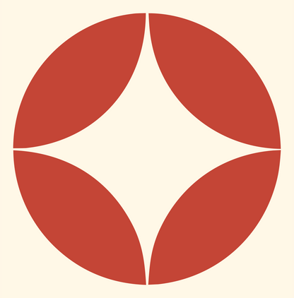 Negative Space Star Circle Badge #fff8e7/#c44536