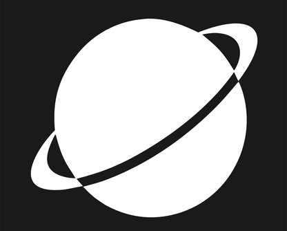 Negative Space Saturn Planet Logo #1a1a1a/#ffffff