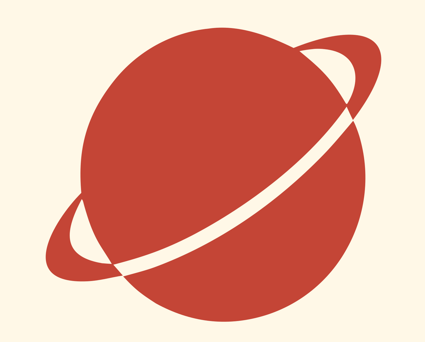 Negative Space Saturn Planet Logo #fff8e7/#c44536