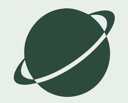 Negative Space Saturn Planet Logo #e8efe9/#2d4a3e
