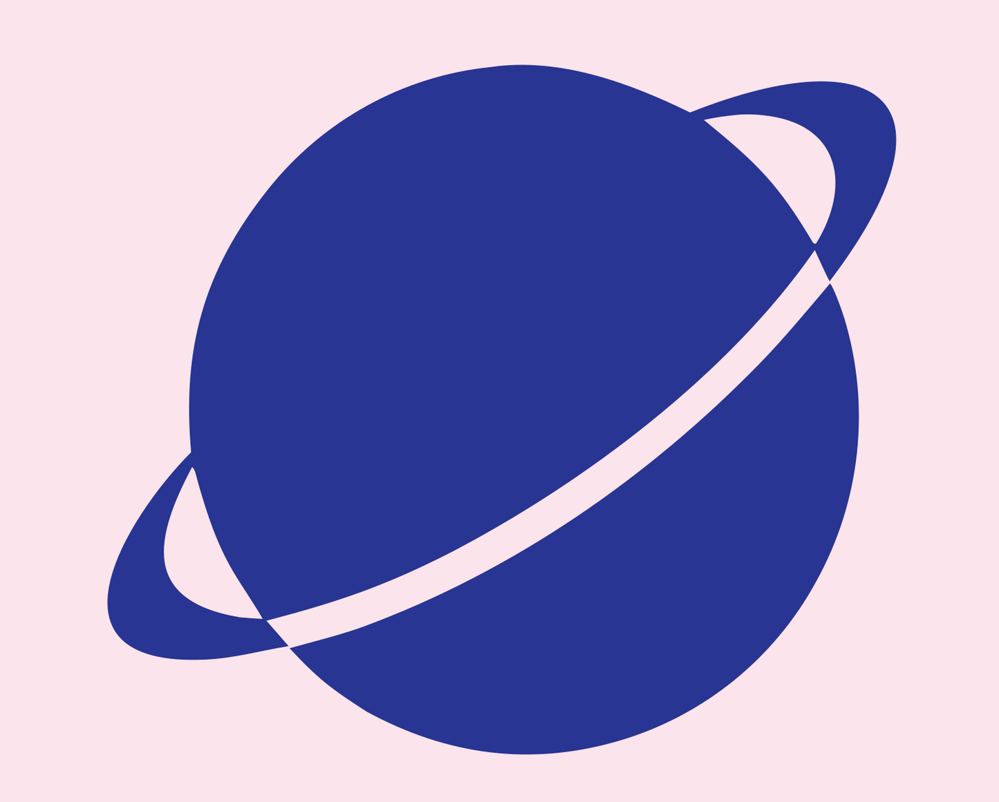 Negative Space Saturn Planet Logo #fce4ec/#283593
