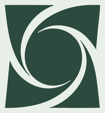 Negative Space Black Hole Emblem #e8efe9/#2d4a3e