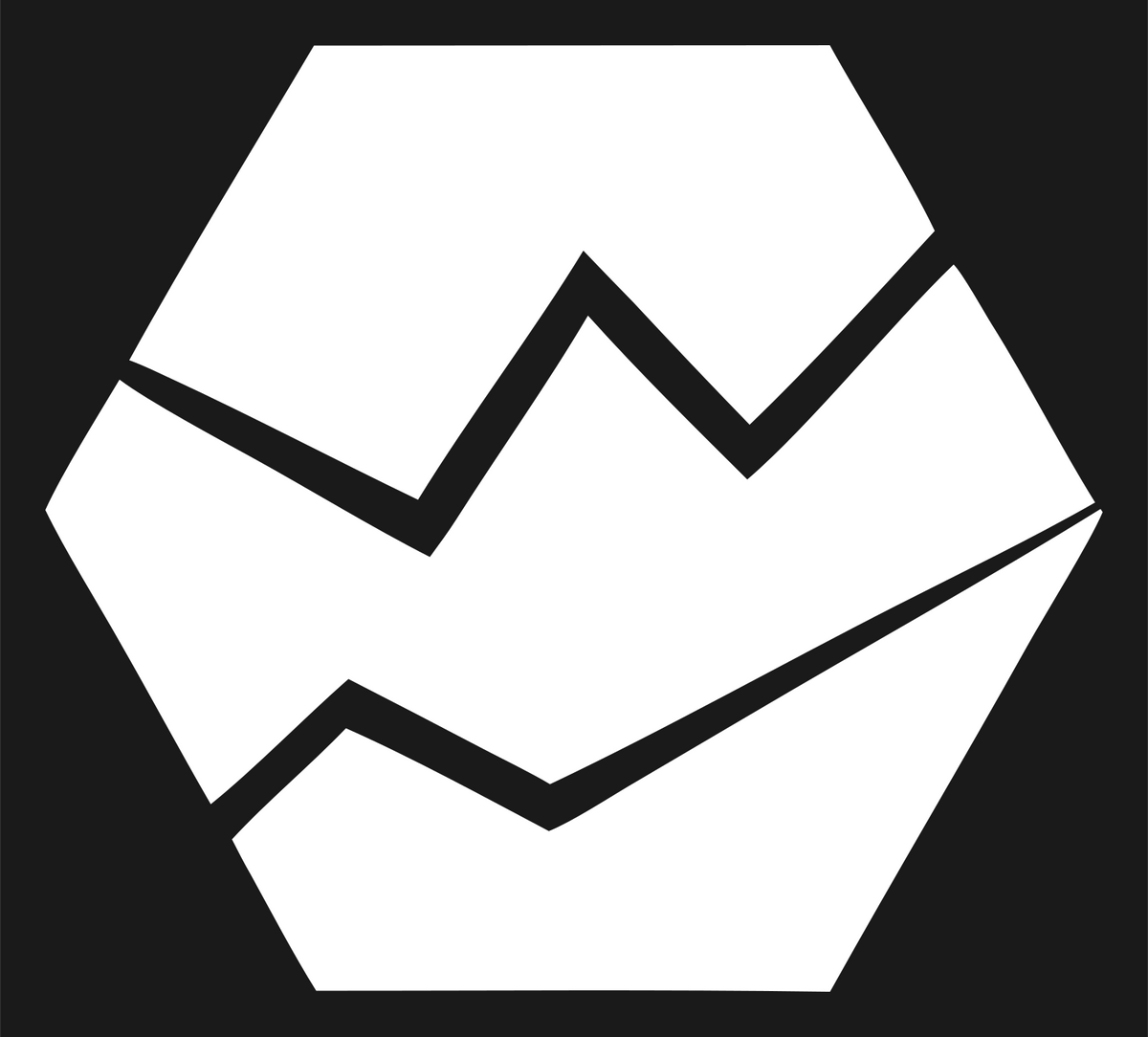 Negative Space Hexagon Meteor Badge #1a1a1a/#ffffff