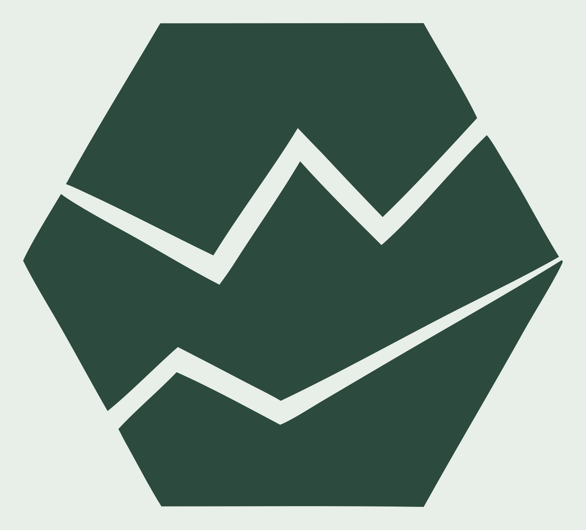 Negative Space Hexagon Meteor Badge #e8efe9/#2d4a3e