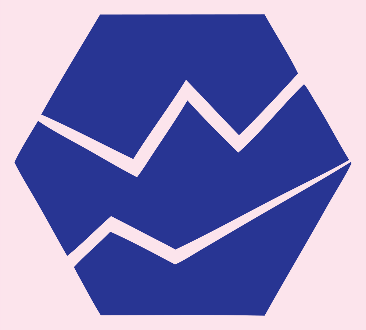 Negative Space Hexagon Meteor Badge #fce4ec/#283593