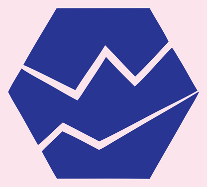 Negative Space Hexagon Meteor Badge #fce4ec/#283593