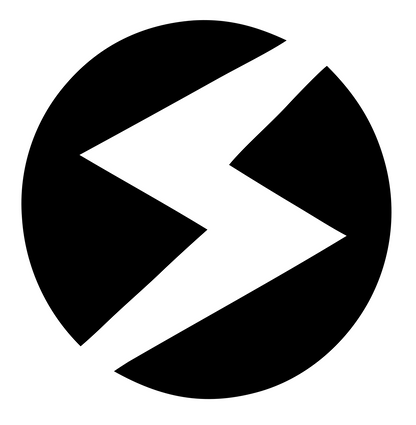 Negative Space Lightning Circle Badge #ffffff/#000000