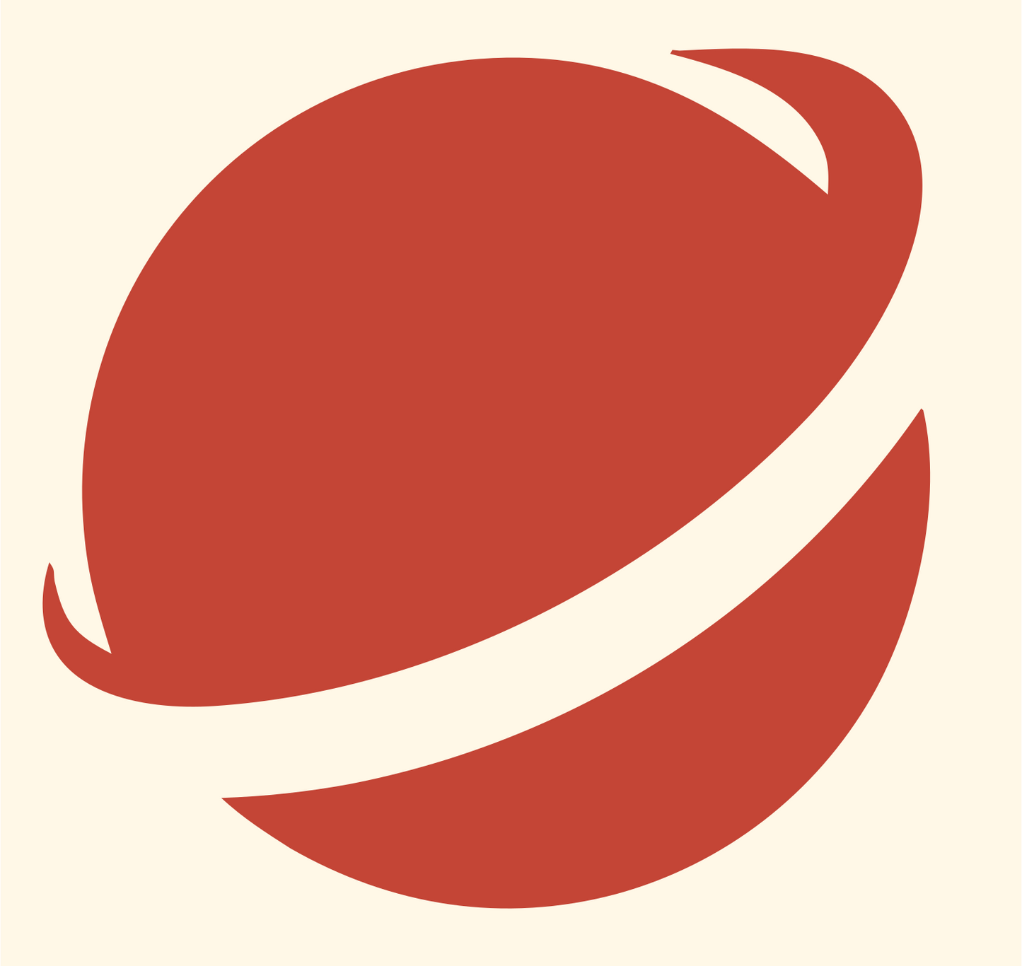 Negative Space Planet Ring Crest #fff8e7/#c44536