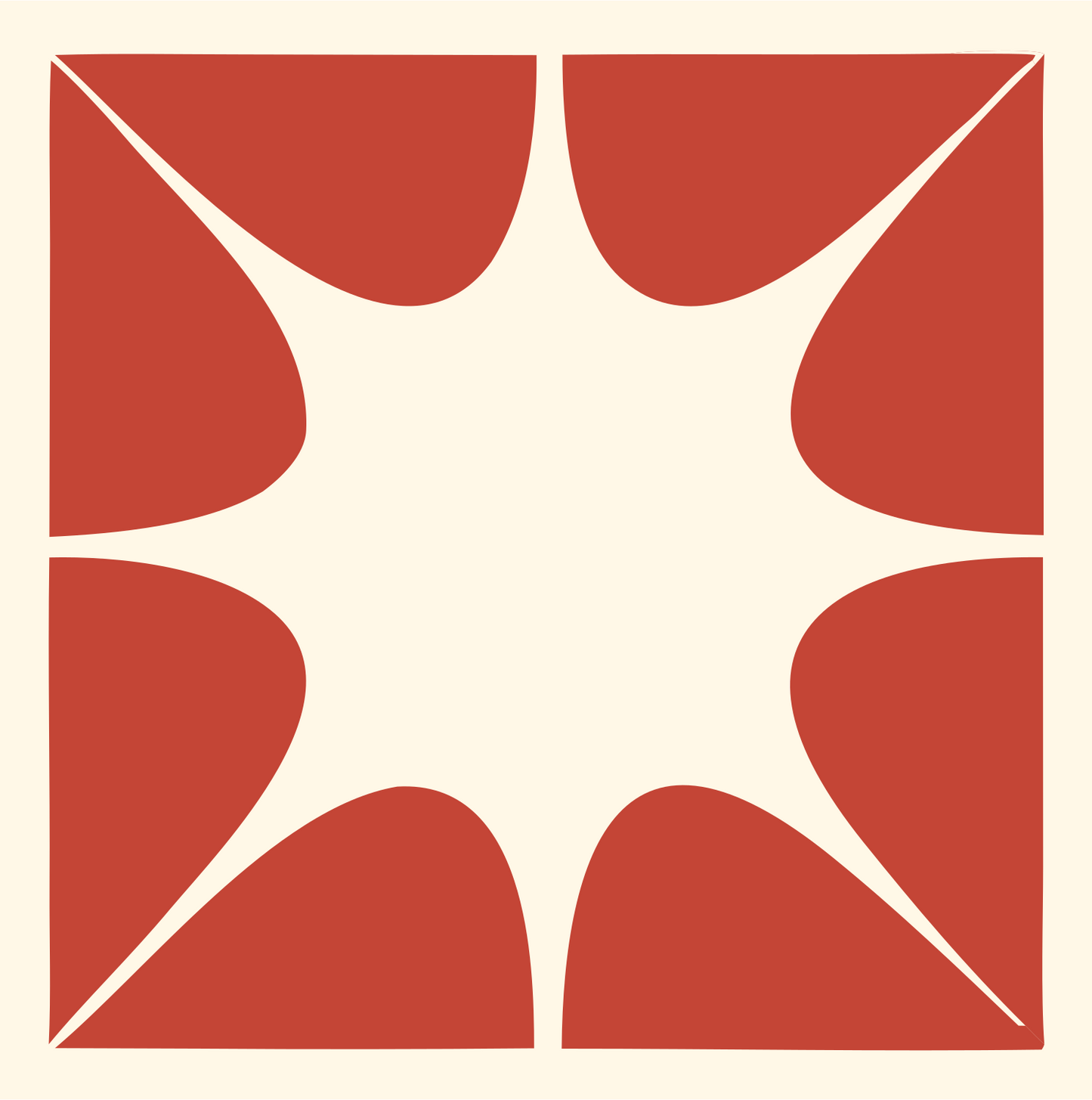 Negative Space Star Burst Crest #fff8e7/#c44536