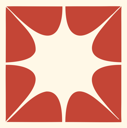 Negative Space Star Burst Crest #fff8e7/#c44536