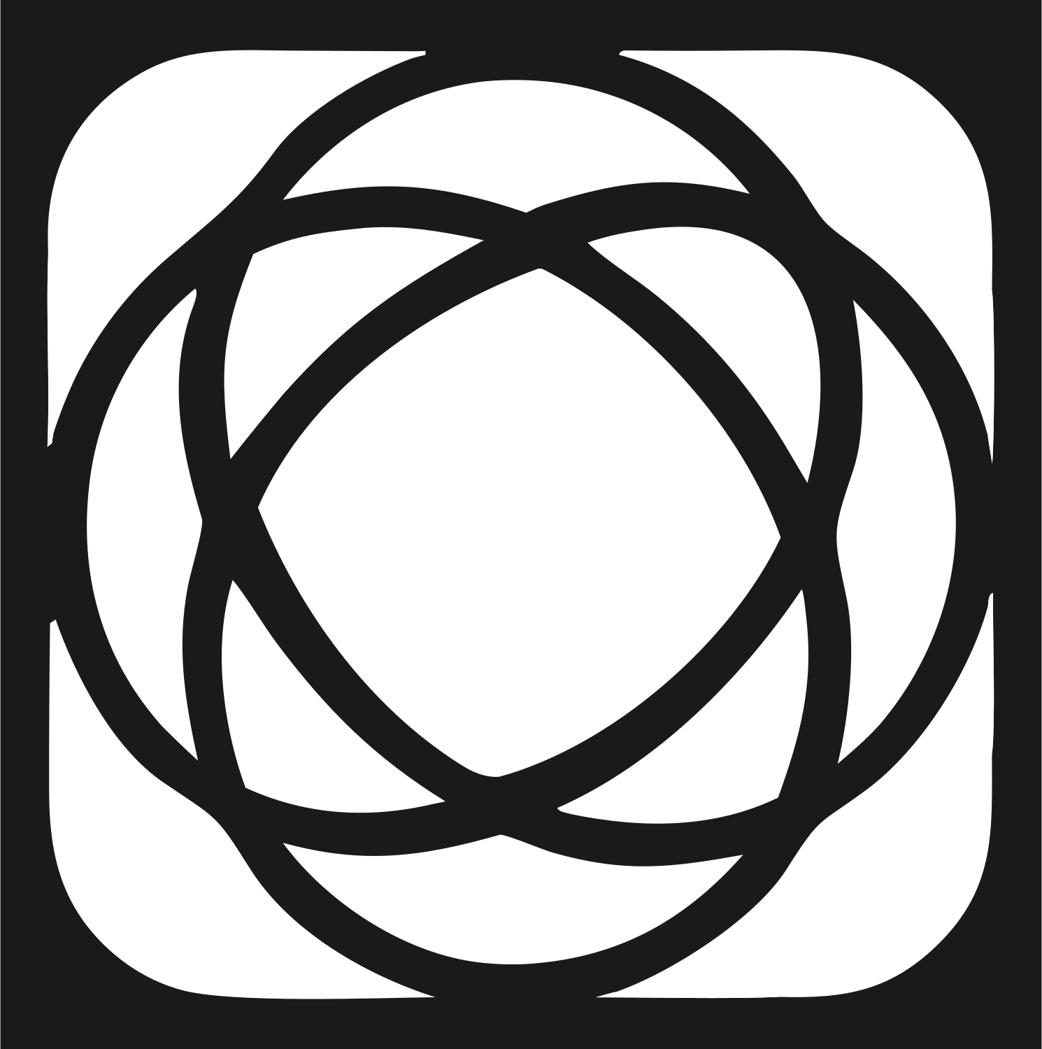 Orbiting Rings Atom Crest #1a1a1a/#ffffff