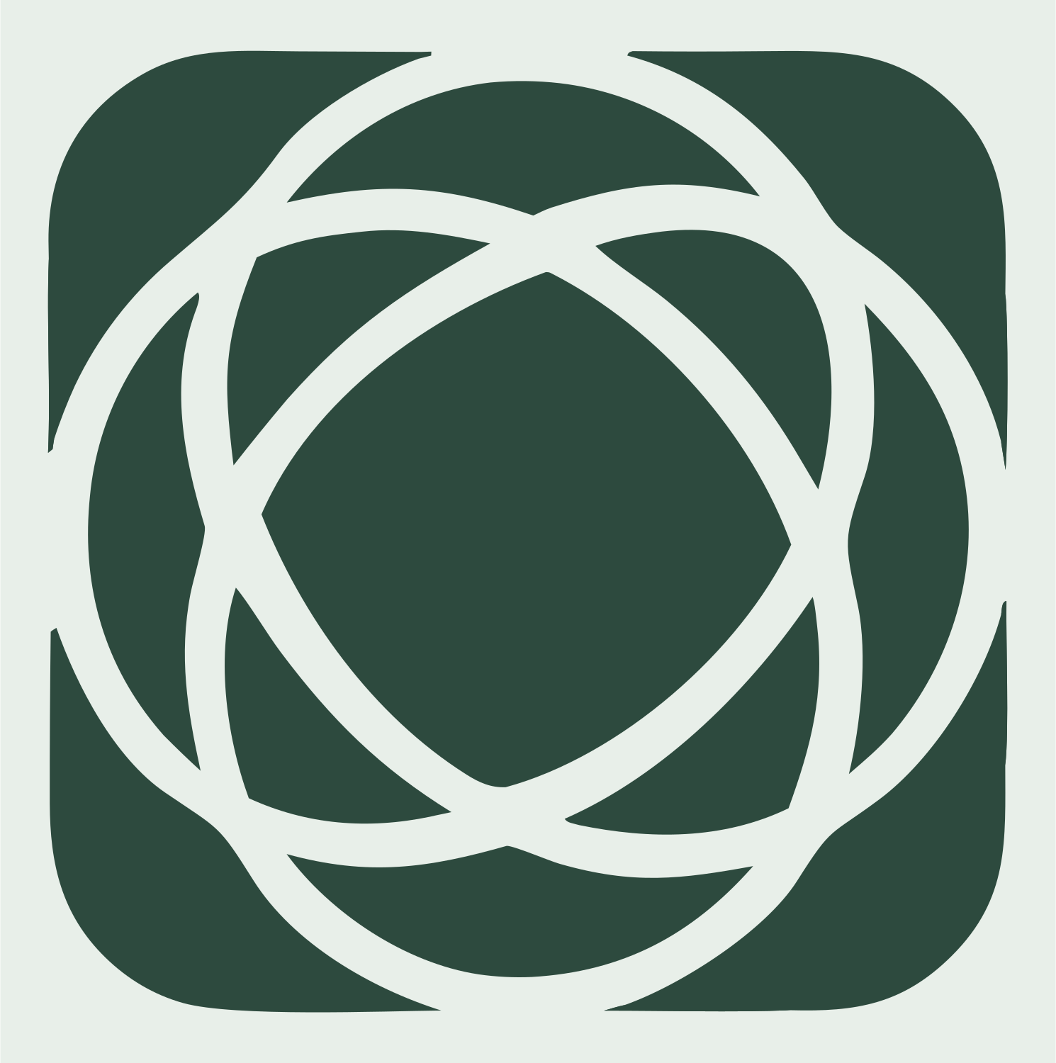 Orbiting Rings Atom Crest #e8efe9/#2d4a3e