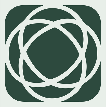 Orbiting Rings Atom Crest #e8efe9/#2d4a3e