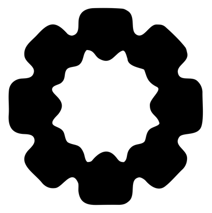 Blocky Gear Sun Badge #ffffff/#000000