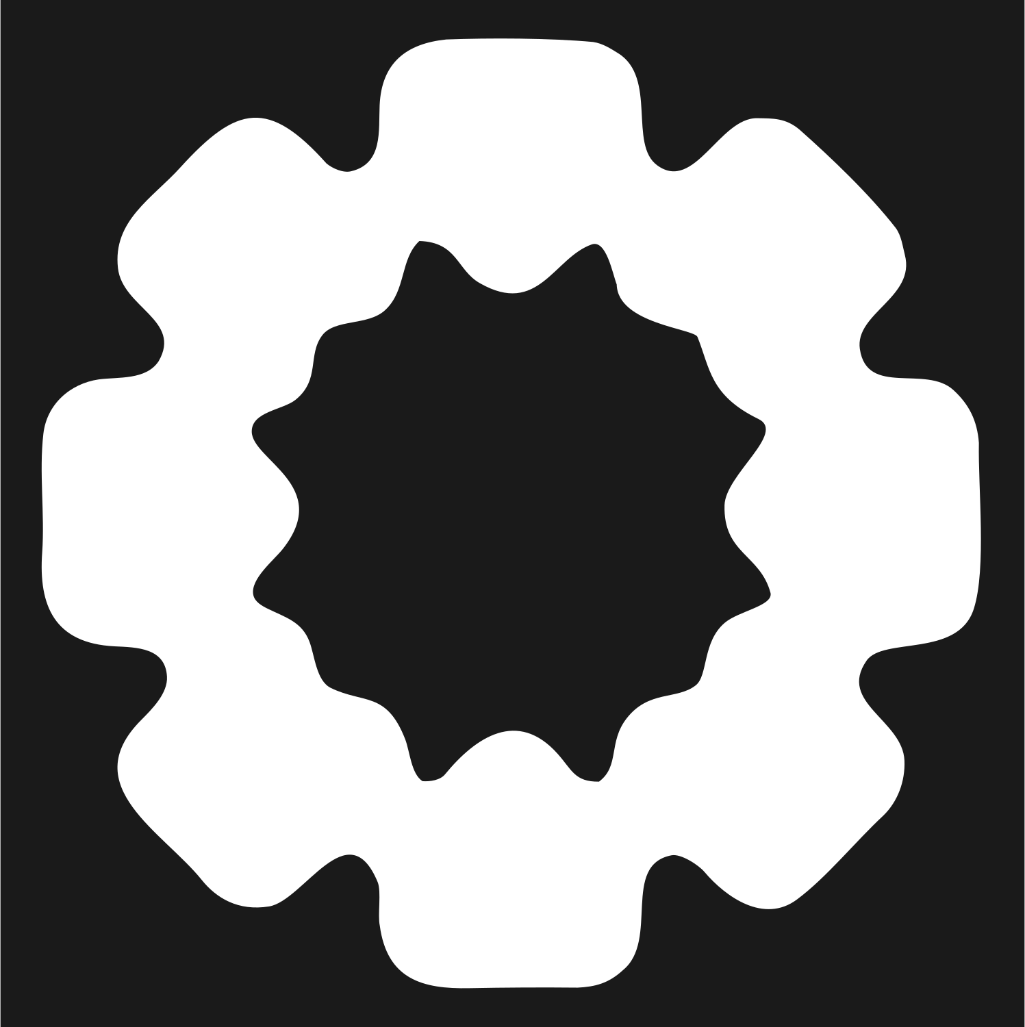 Blocky Gear Sun Badge #1a1a1a/#ffffff