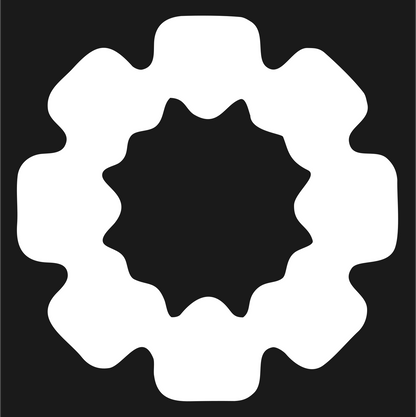 Blocky Gear Sun Badge #1a1a1a/#ffffff