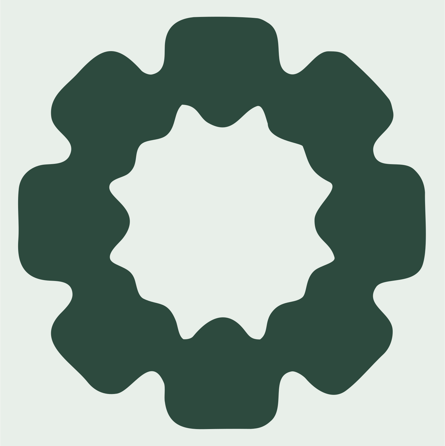Blocky Gear Sun Badge #e8efe9/#2d4a3e