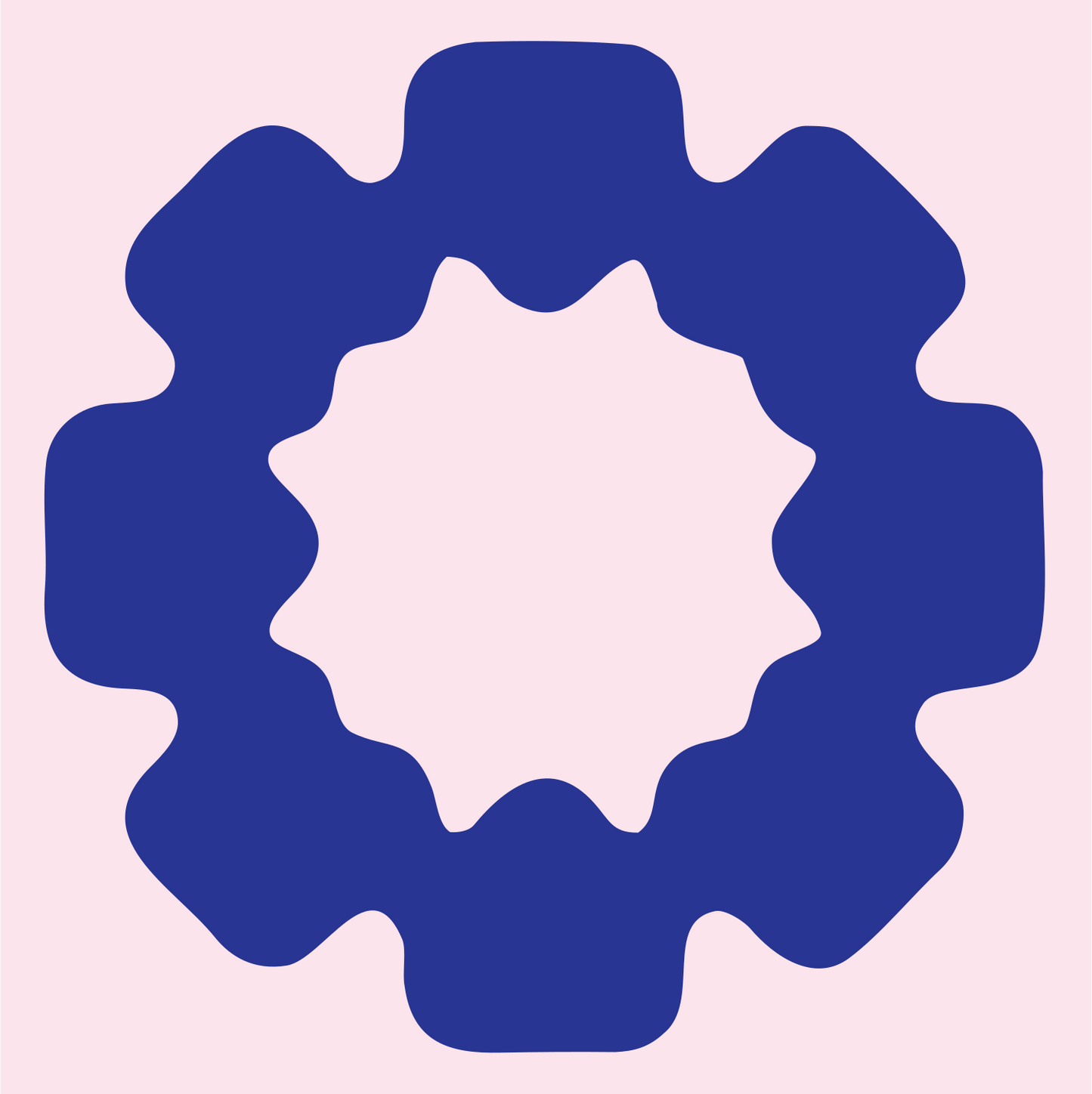 Blocky Gear Sun Badge #fce4ec/#283593