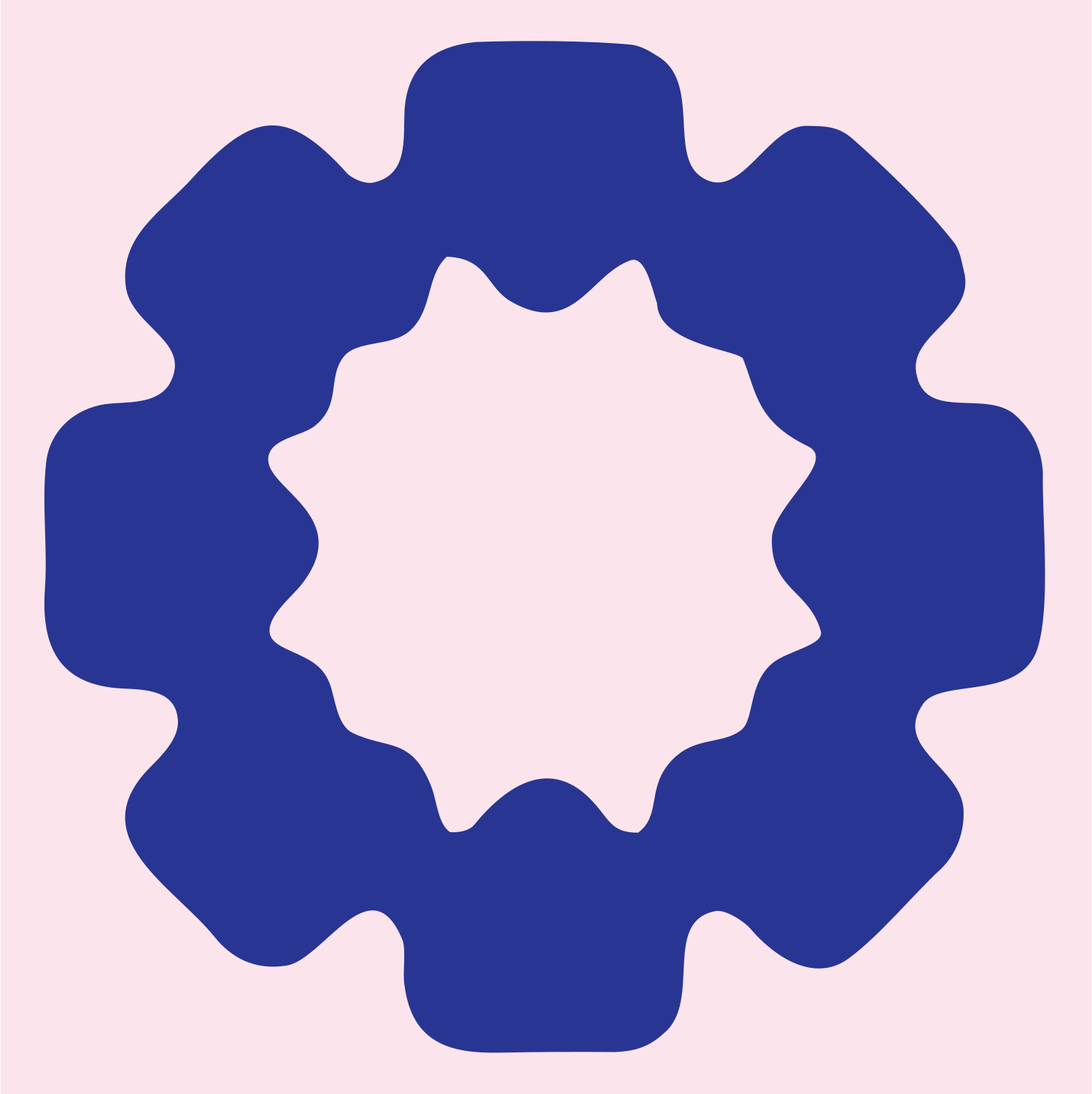 Blocky Gear Sun Badge #fce4ec/#283593