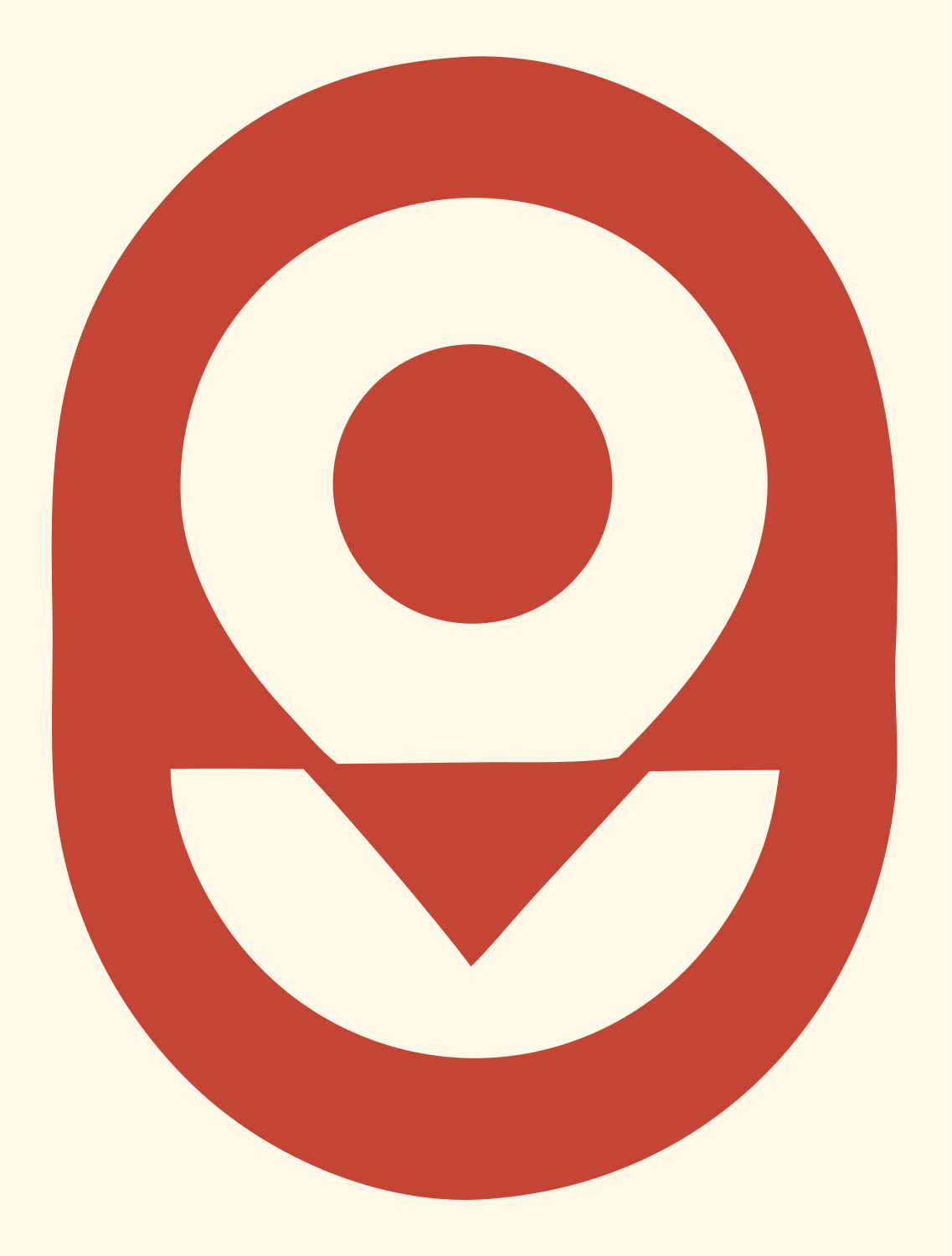 Blocky Map Pin Celestial Mark #fff8e7/#c44536