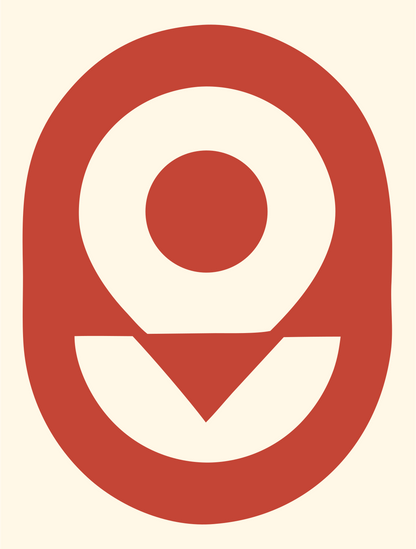 Blocky Map Pin Celestial Mark #fff8e7/#c44536