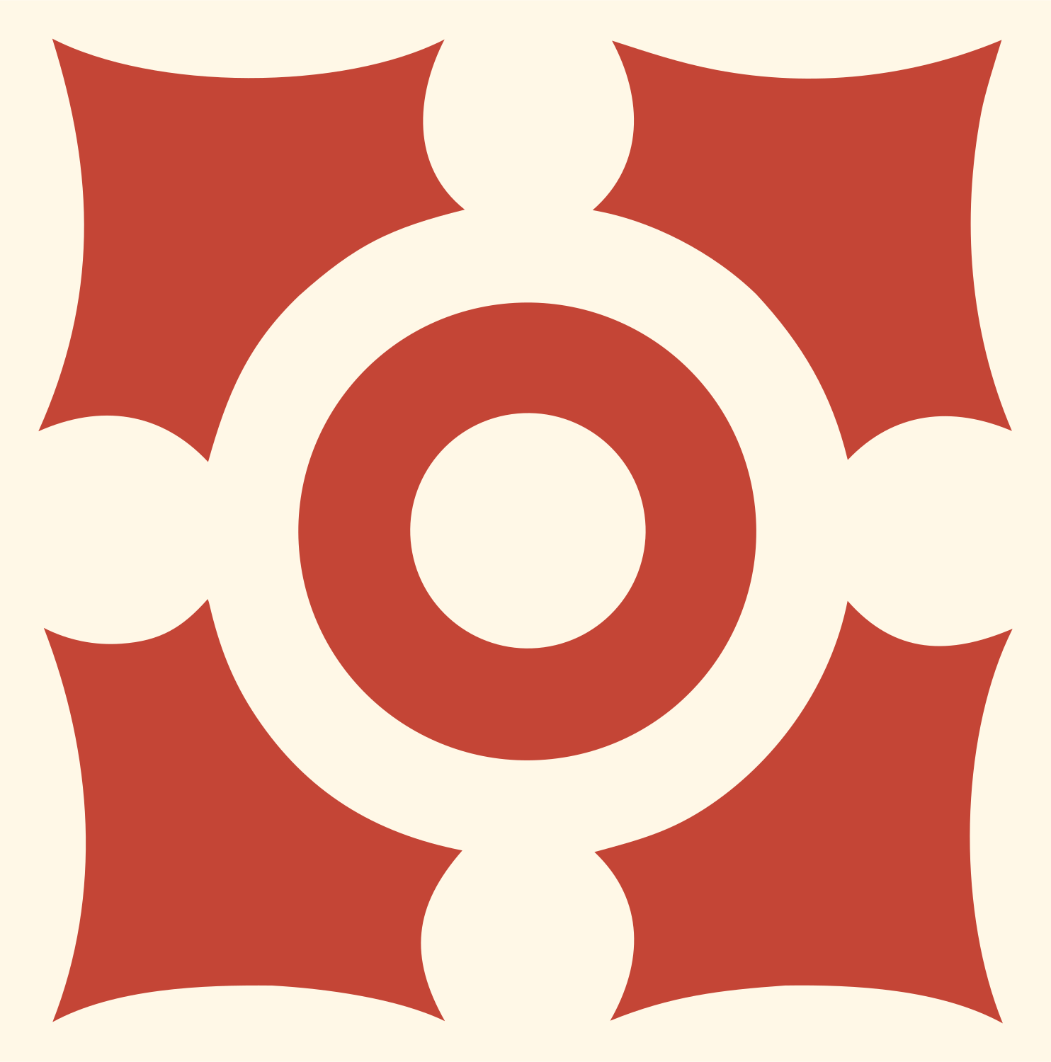 Chunky Crosshair Ring Mark #fff8e7/#c44536