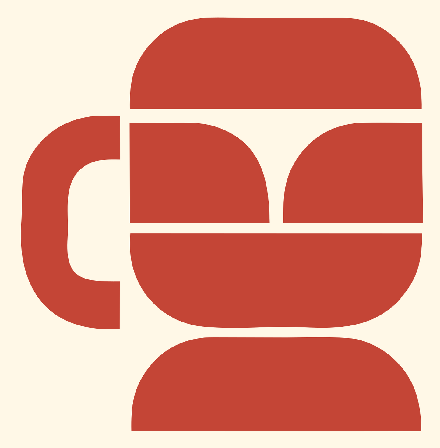 Geometric Coffee Mug Badge #fff8e7/#c44536