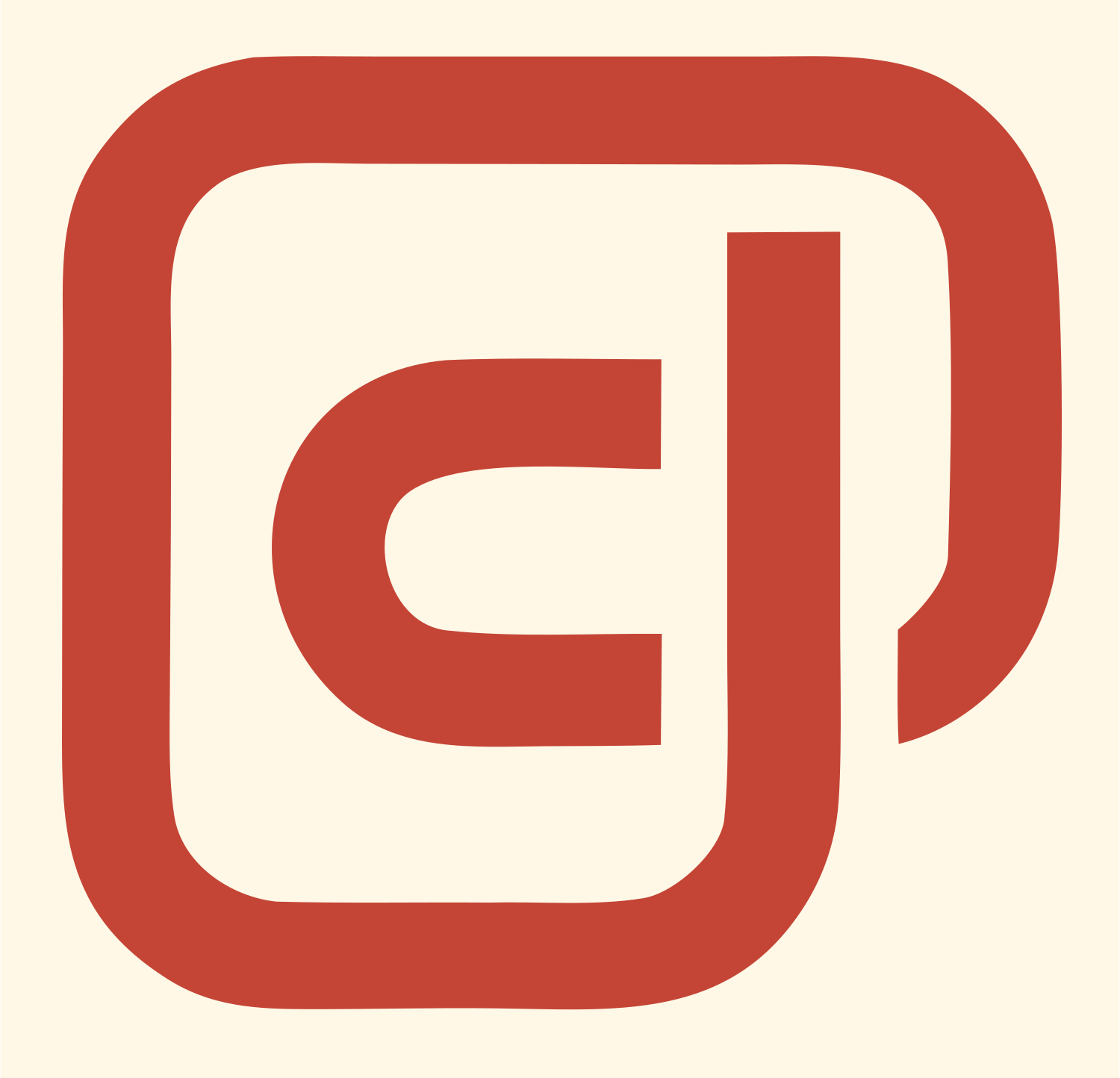Monoline Mug Letter Badge #fff8e7/#c44536