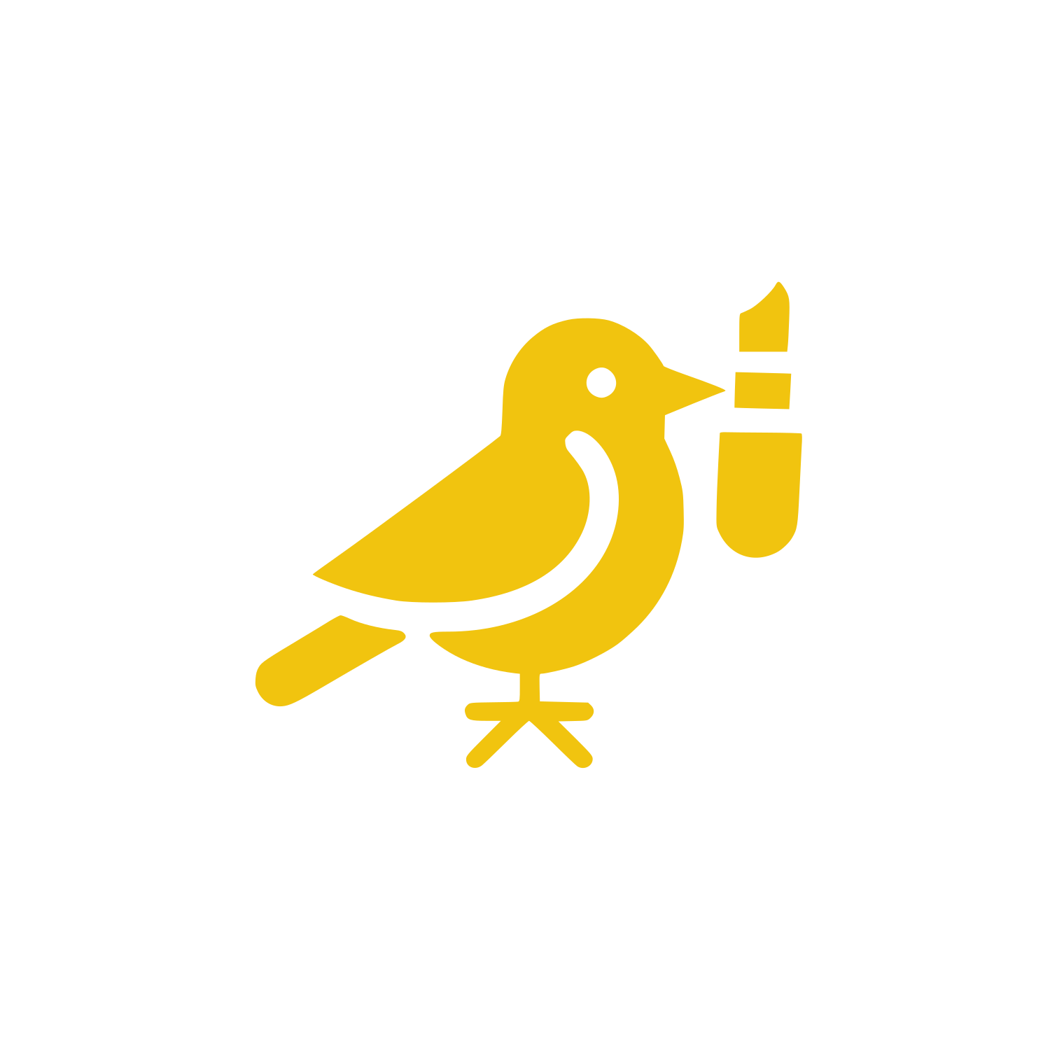 Bird with Paintbrush Logo #F1C40F