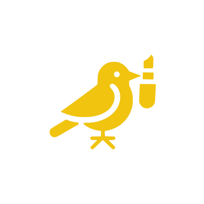 Bird with Paintbrush Logo #F1C40F