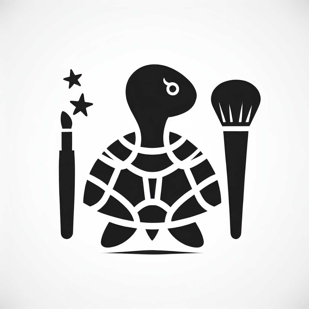 Turtle with Makeup Brush Logo