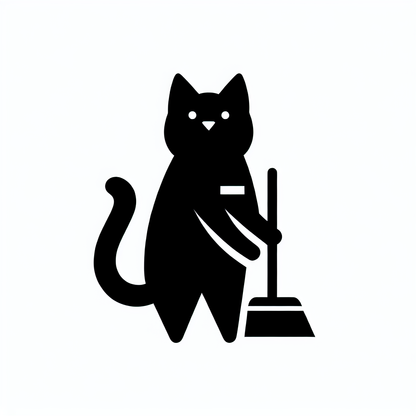 Cat with Broom Logo