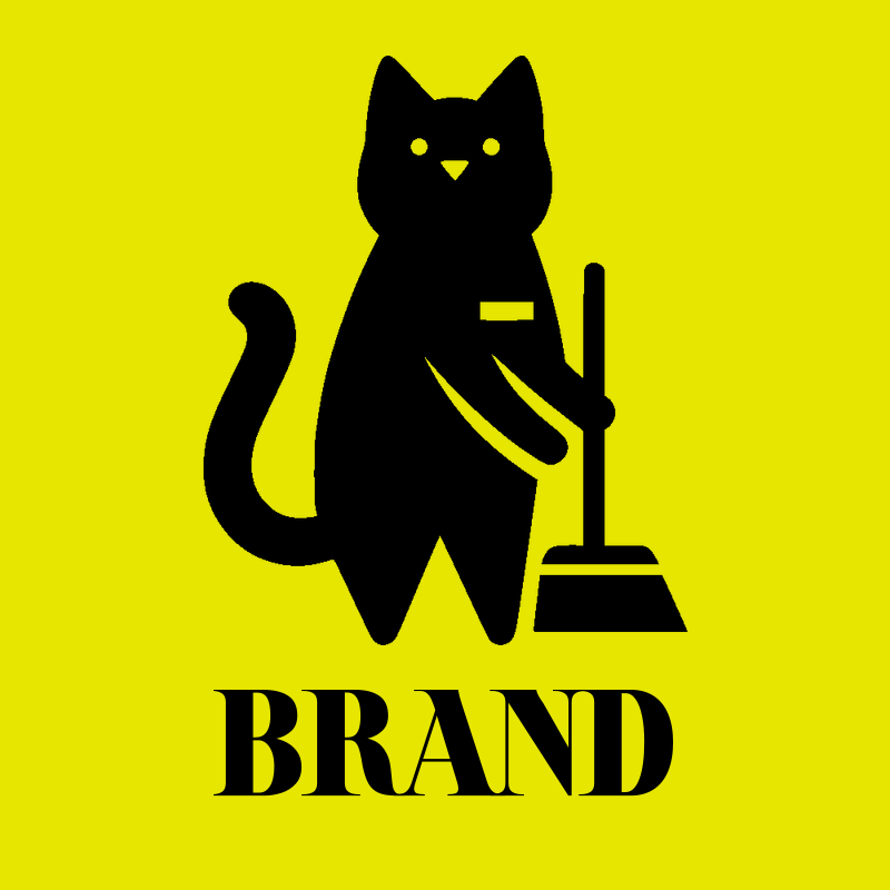 Upright Cat with Broom Logo preview