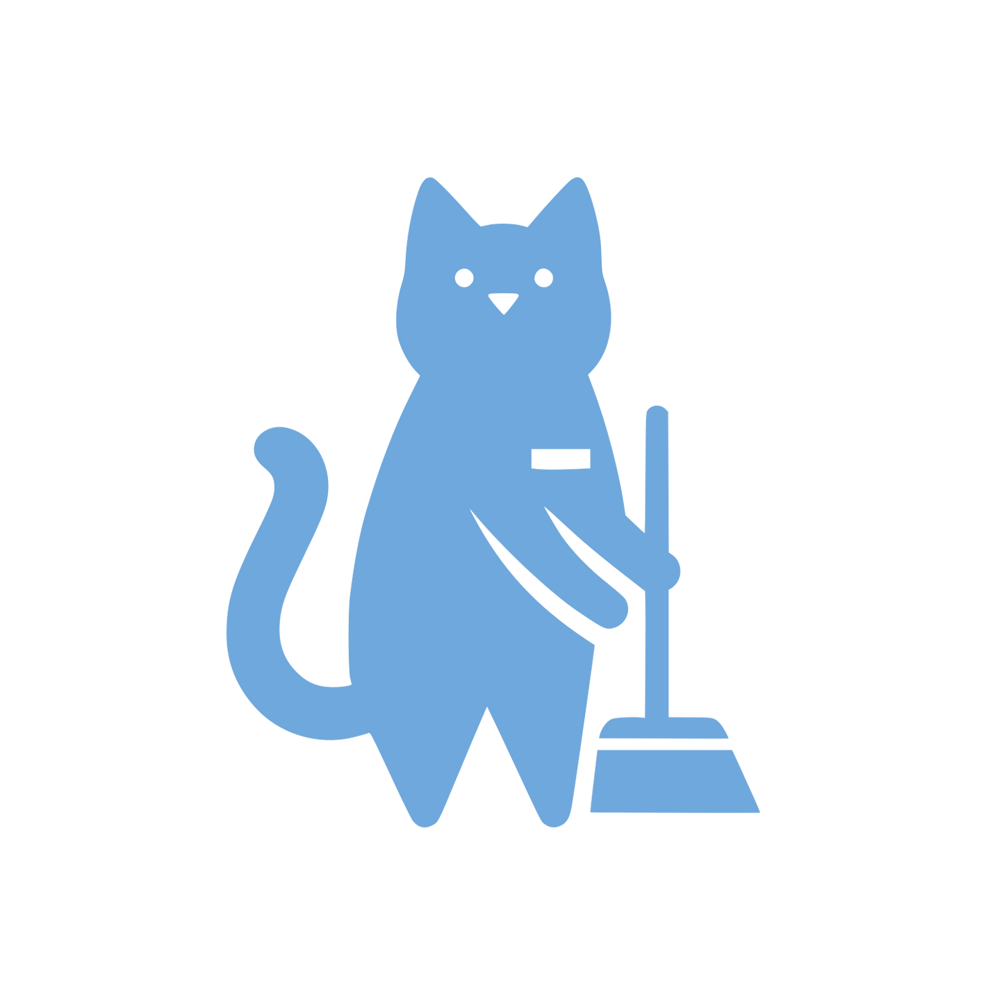 Cat with Broom Logo #6FA8DC
