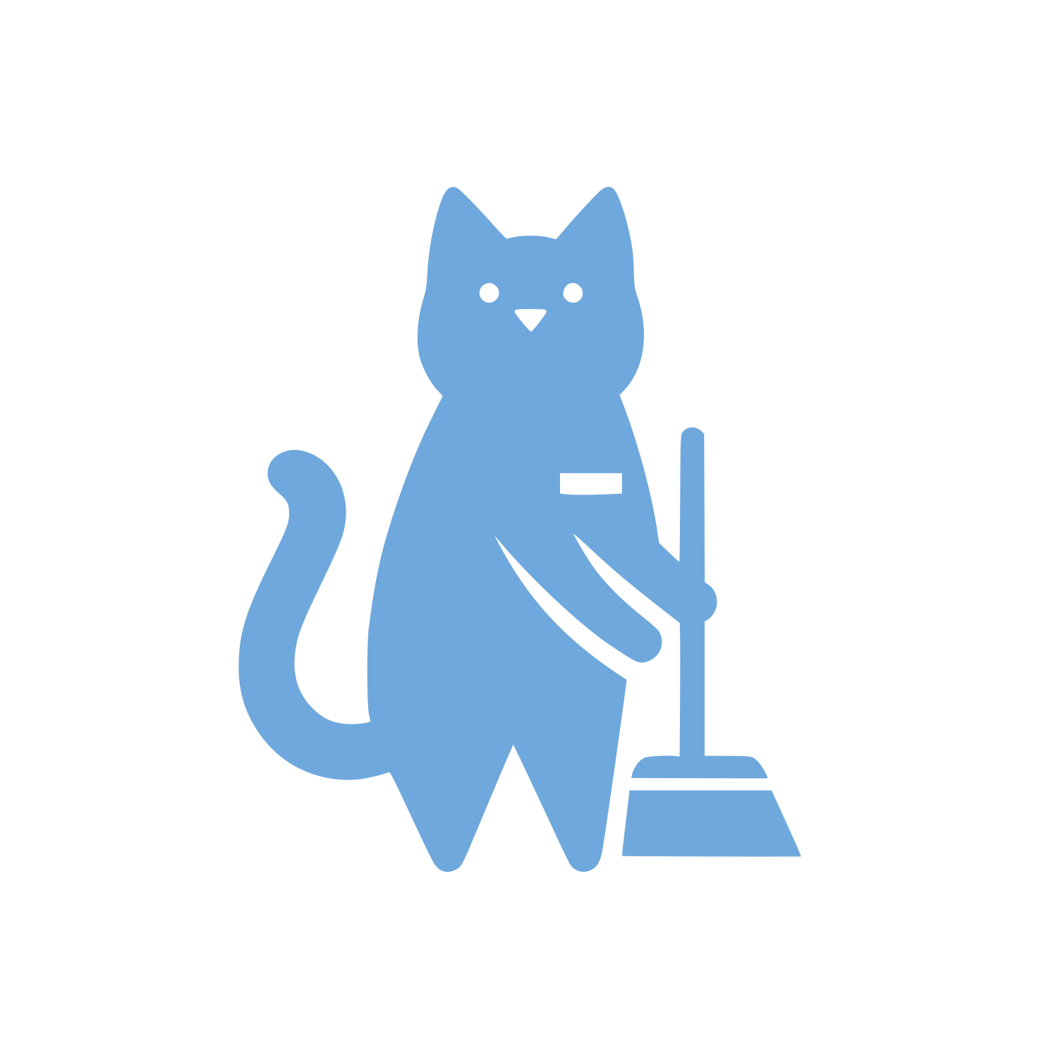 Cat with Broom Logo #6FA8DC