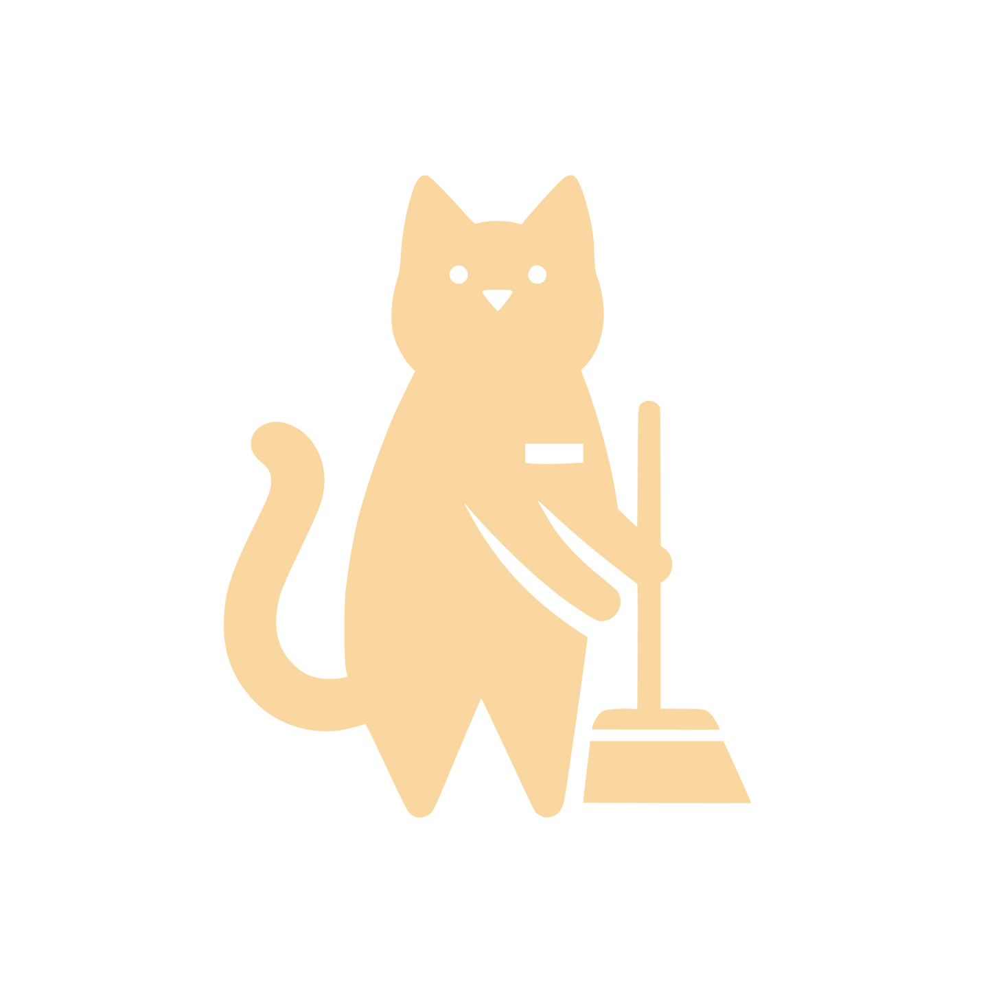 Cat with Broom Logo #FAD7A0